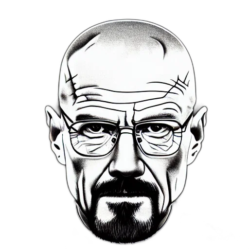 face, mask, cartoon, photorealistic, comic book art, pencil sketch, walter, white transparent PNG cut-out
