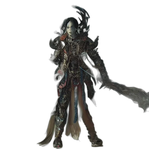staff, creature, weapon, sword, concept art, fantasy art, 3d render, dark transparent PNG cut-out