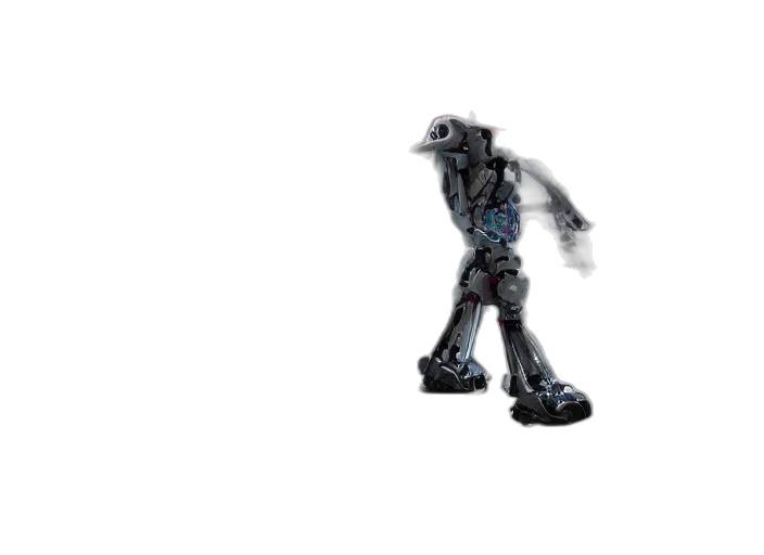 robot, creature, staff, weapon transparent PNG cut-out