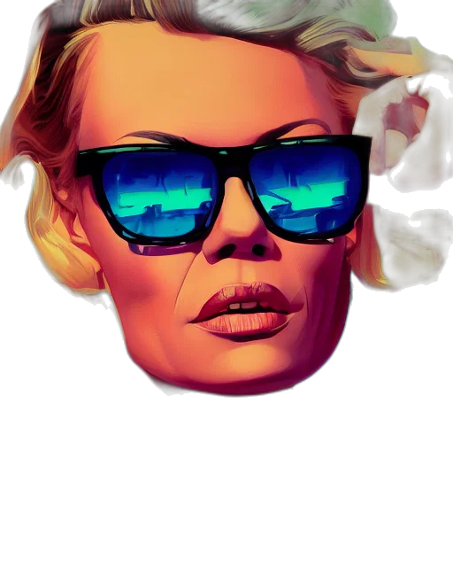 face, mask, jacket, vaporwave transparent PNG cut-out