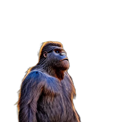 animal, creature, staff, face, concept art, 3d render, photorealistic, bigfoot transparent PNG cut-out