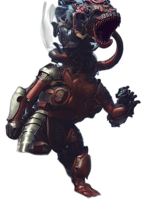 robot, creature, dragon, staff, concept art, fantasy art, 3d render, comic book art transparent PNG cut-out