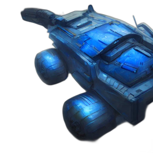 weapon, car, robot, concept art, 3d render, outer space, blue, conceptual transparent PNG cut-out