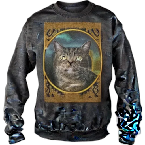 jacket, animal, creature, vaporwave, cyberpunk, portrait, cat, black transparent PNG cut-out