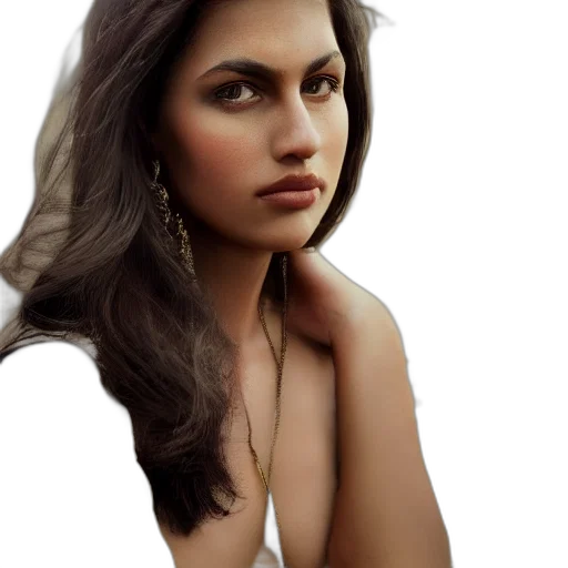 jewelry, face, hair, photorealistic transparent PNG cut-out