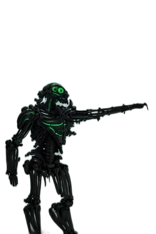 robot, weapon, staff, creature, 3d render, concept art, pixel art, cyberpunk transparent PNG cut-out