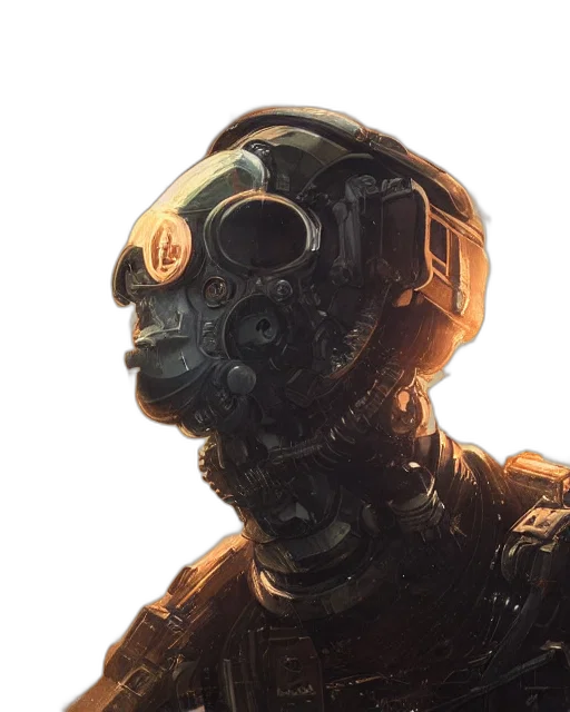 robot, mask, face, creature, concept art, cyberpunk, 3d render, comic book art transparent PNG cut-out