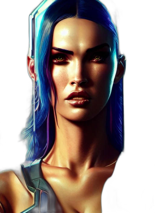 face, cyberpunk, concept art, fantasy art transparent PNG cut-out