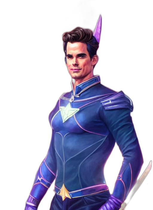 jacket, staff, concept art, fantasy art, comic book art, 3d render, blue, full transparent PNG cut-out