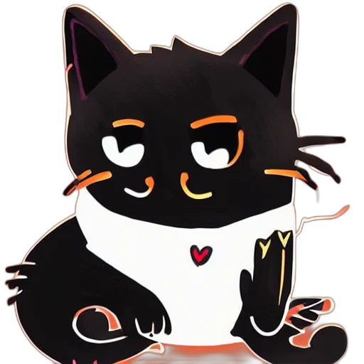 staff, concept art, cartoon, pixel art, anime, cute, black, cat transparent PNG cut-out