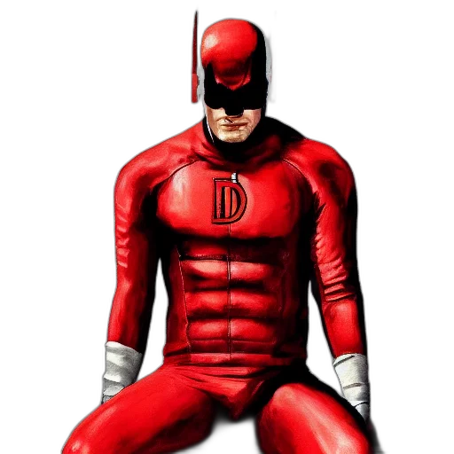 comic book art, concept art, 3d render, photorealistic, red, daredevil, leather, suit transparent PNG cut-out