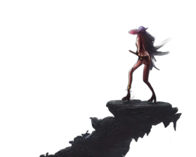 creature, dragon, dress, staff transparent PNG cut-out