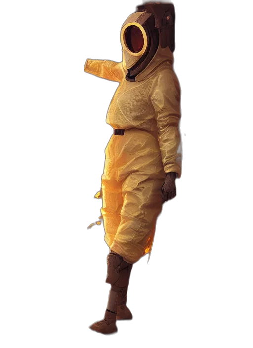 jacket, staff, mask, creature transparent PNG cut-out