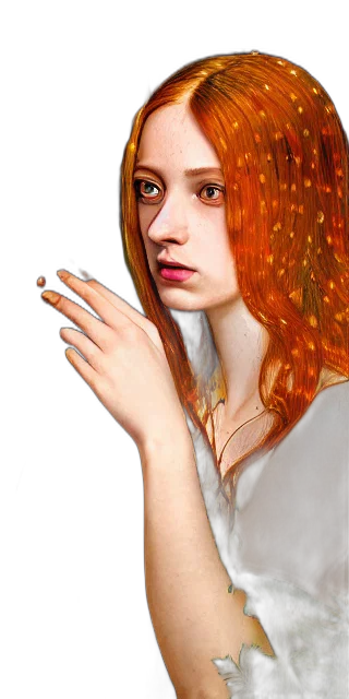 hair, face, jewelry, dress, photorealistic, fantasy art, concept art, oil painting transparent PNG cut-out