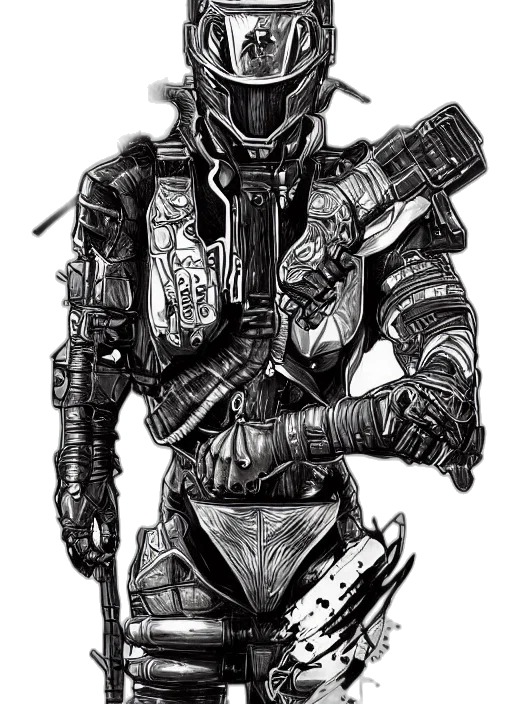 robot, weapon, mask, jacket transparent PNG cut-out