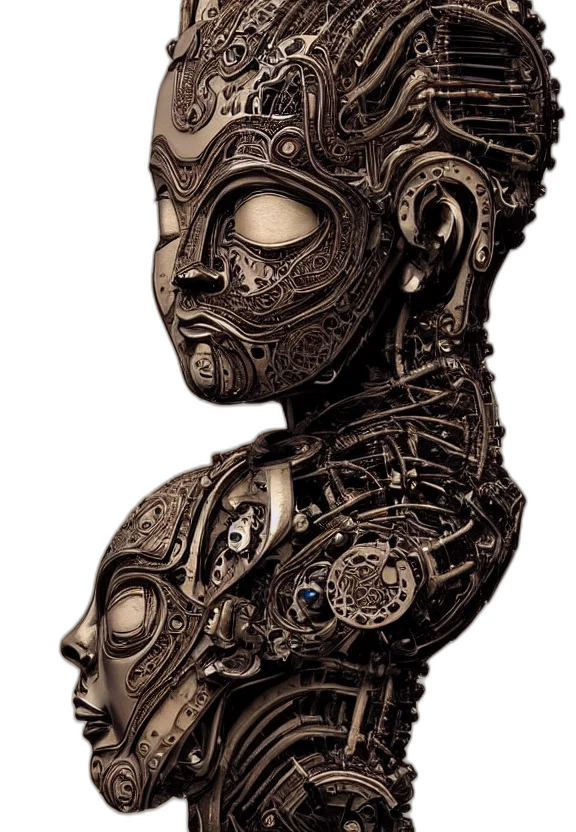 mask, robot, face, jewelry, concept art, 3d render, fantasy art, comic book art transparent PNG cut-out