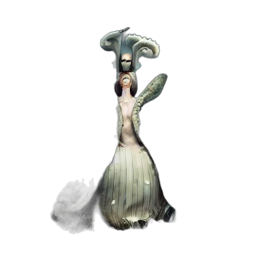 dress, creature, staff, animal, concept art, fantasy art, 3d render, watercolor transparent PNG cut-out