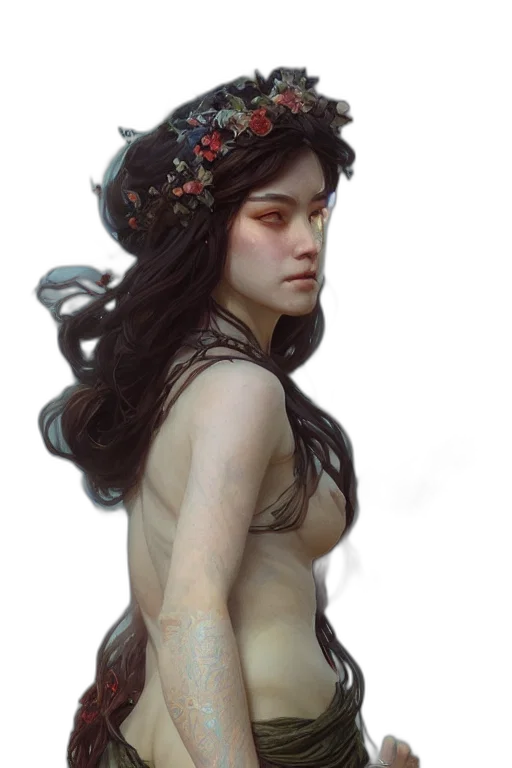 crown, dress, jewelry, face, fantasy art, concept art, photorealistic, oil painting transparent PNG cut-out