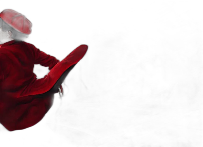 hat, shoes, 3d render, concept art, photorealistic, snow, red, character transparent PNG cut-out