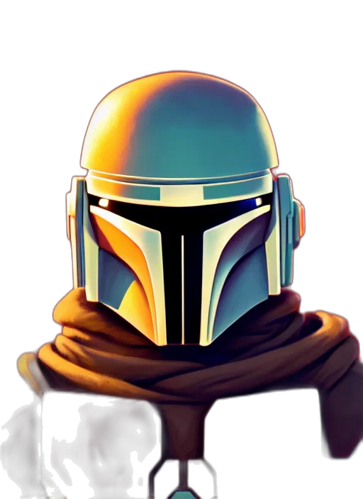 mask, concept art, pixel art, 3d render, fantasy art, golden, mandalorian, face transparent PNG cut-out