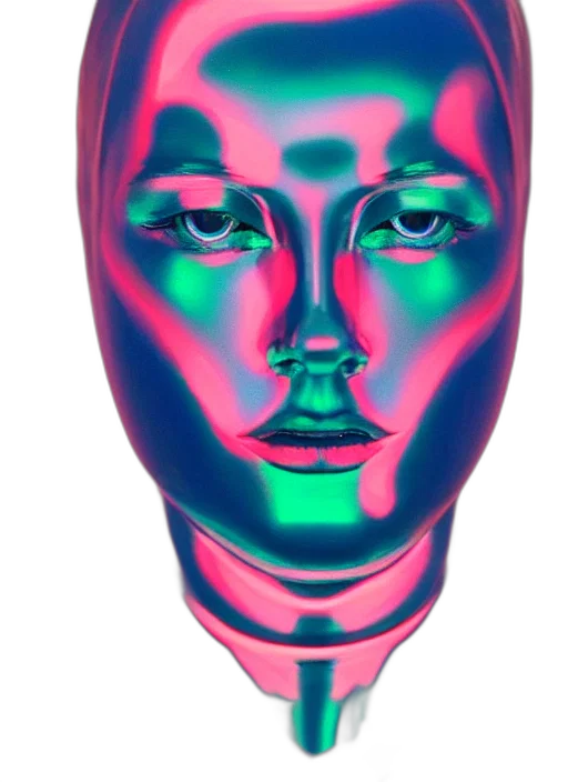 face, mask, robot, crown, vaporwave, 3d render, cyberpunk, photorealistic transparent PNG cut-out