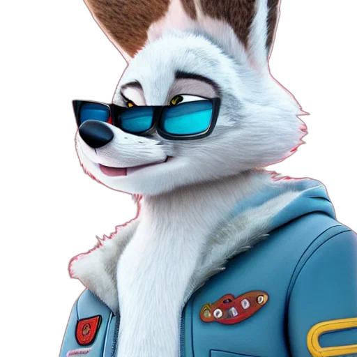 jacket, staff, animal, face, concept art, 3d render, cartoon, comic book art transparent PNG cut-out
