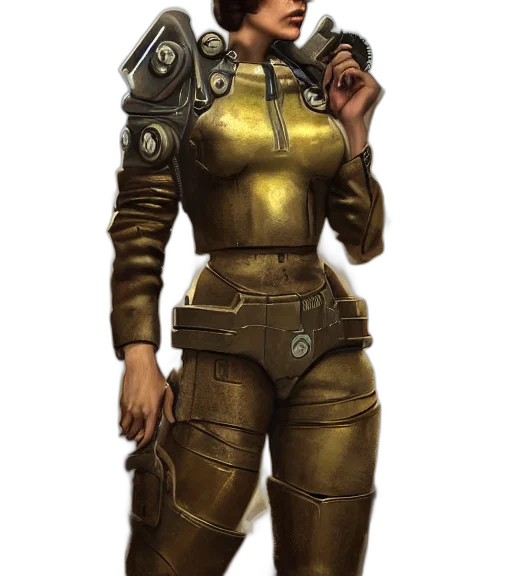 staff, robot, jacket, weapon, concept art, fantasy art, cyberpunk, photorealistic transparent PNG cut-out
