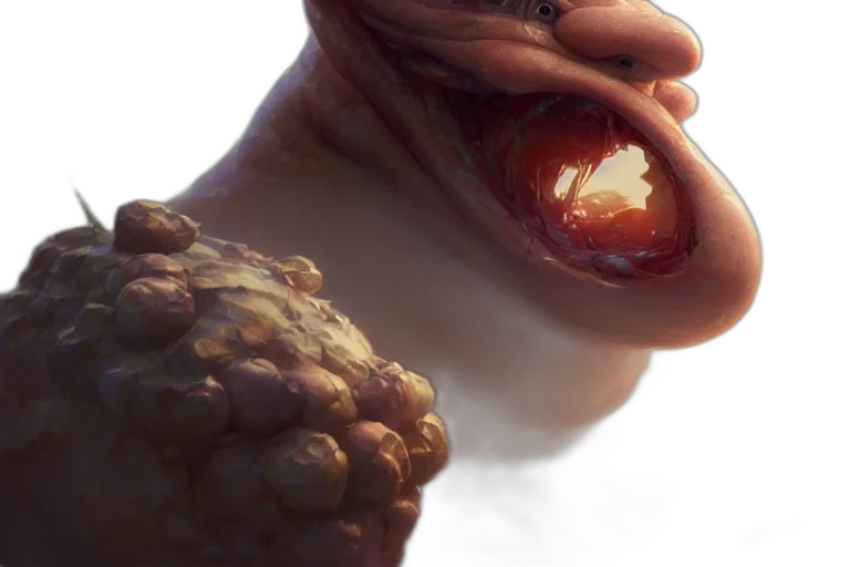 creature, face, food, crown, concept art, 3d render, photorealistic, fantasy art transparent PNG cut-out