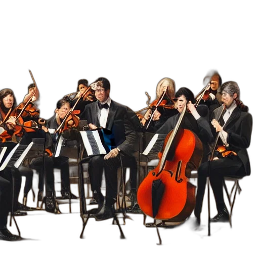 staff, concept art, photorealistic, oil painting, orchestra, composed, horses transparent PNG cut-out