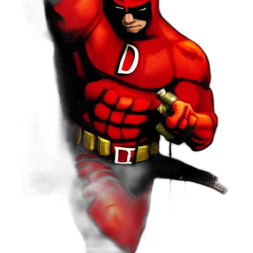 comic book art, concept art, pixel art, 3d render, red, daredevil, painted, devon transparent PNG cut-out