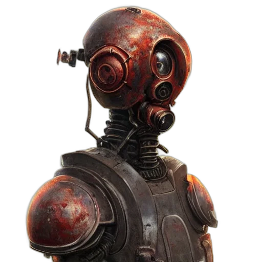 robot, mask, staff, creature transparent PNG cut-out
