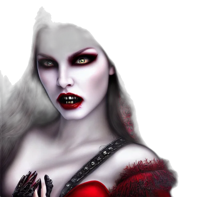 fantasy art, photorealistic, concept art, comic book art, red, beautiful, vampire, queen transparent PNG cut-out