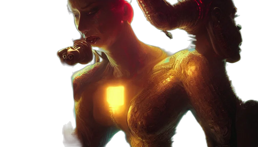concept art, cyberpunk, comic book art, fantasy art transparent PNG cut-out