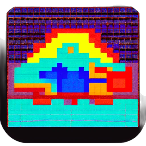 robot, crown, hat, hair, pixel art, vaporwave, cyberpunk, 3d render transparent PNG cut-out