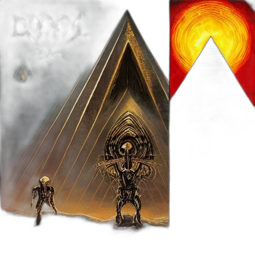 concept art, fantasy art, 3d render, golden, iconic, melodic, death, metal transparent PNG cut-out