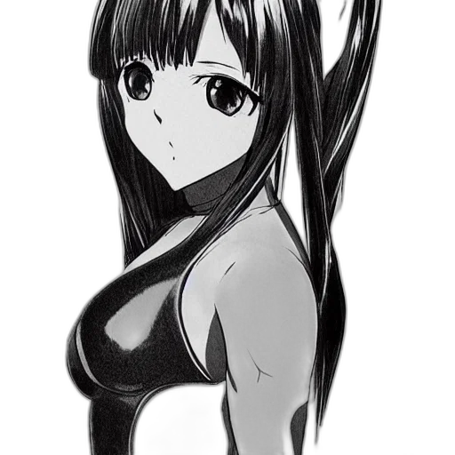 dress, hair, staff, robot, anime, cartoon, pencil sketch, fantasy art transparent PNG cut-out