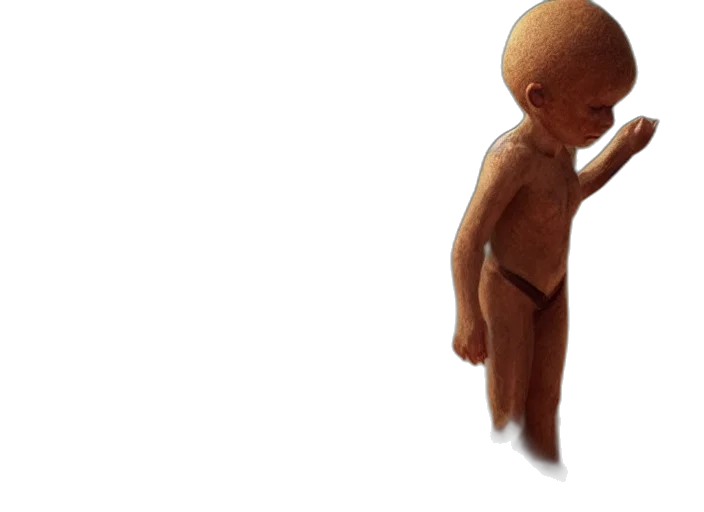 creature, staff, 3d render, concept art, outer space, little, man, made transparent PNG cut-out