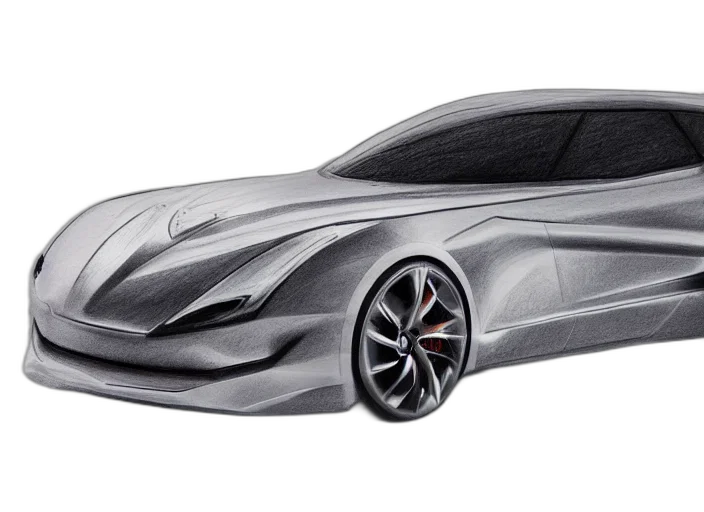 car, photorealistic, concept art, 3d render, pencil sketch, concept, non, coloring transparent PNG cut-out