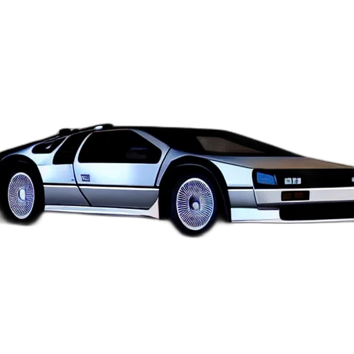 car, concept art, vaporwave, photorealistic, 3d render, hyperdetailed, photograph, delorean transparent PNG cut-out