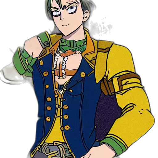 jacket, cartoon, anime, pixel art, concept art, monochrome, colorful, green transparent PNG cut-out
