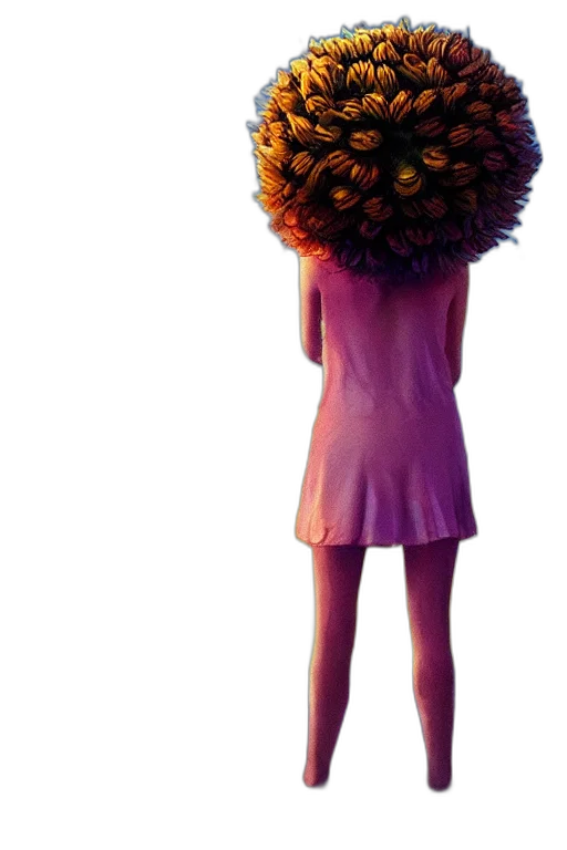 dress, hair, flower, staff, concept art, 3d render, photorealistic, fantasy art transparent PNG cut-out