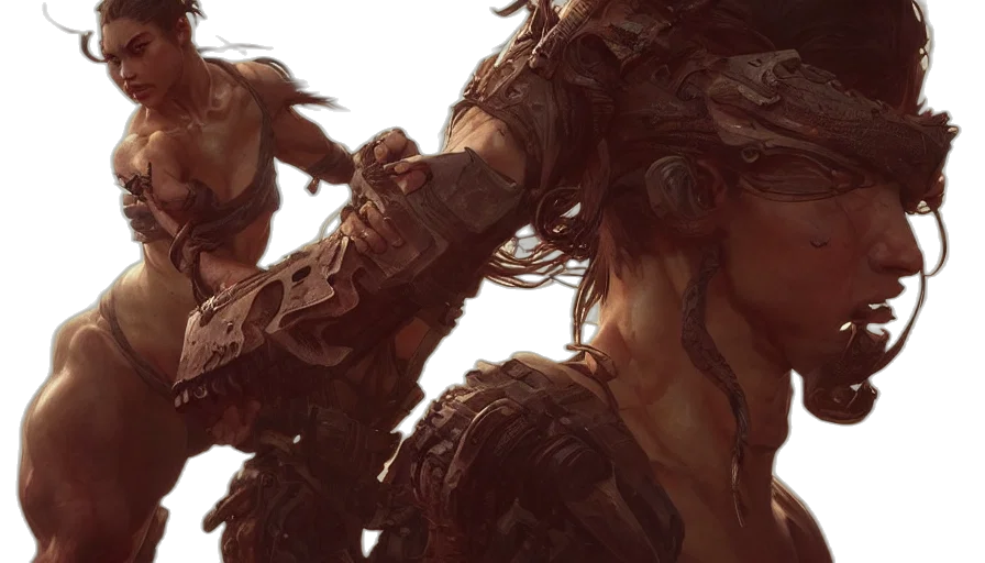 face, hair, concept art, cyberpunk transparent PNG cut-out