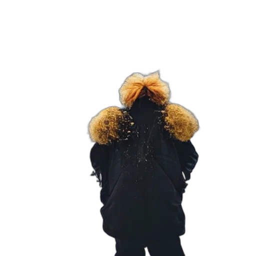 jacket, mask, hair, staff transparent PNG cut-out