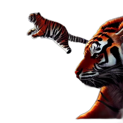 animal, creature, photorealistic, 3d render, concept art, fantasy art, tiger, made transparent PNG cut-out