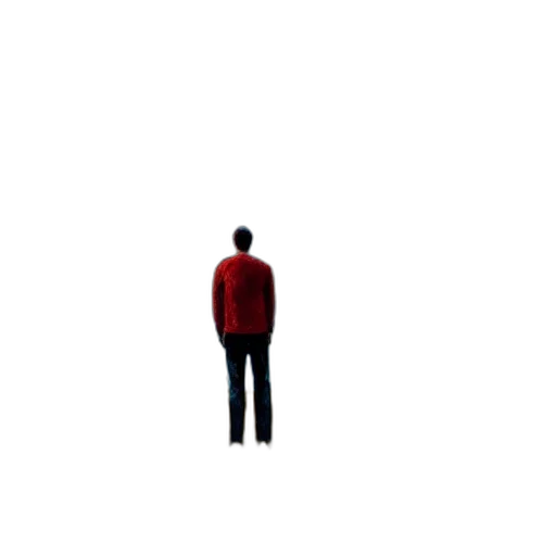 jacket, robot, staff, face, pixel art, 3d render, concept art, photorealistic transparent PNG cut-out