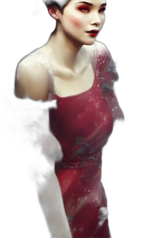 dress, face, mask, staff, photorealistic, 3d render, concept art, fantasy art transparent PNG cut-out