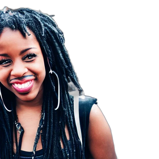 young, smiling, black, girl, who, emo, wearing, anime transparent PNG cut-out