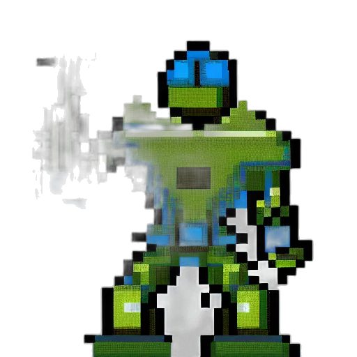 robot, weapon, staff, pixel art transparent PNG cut-out