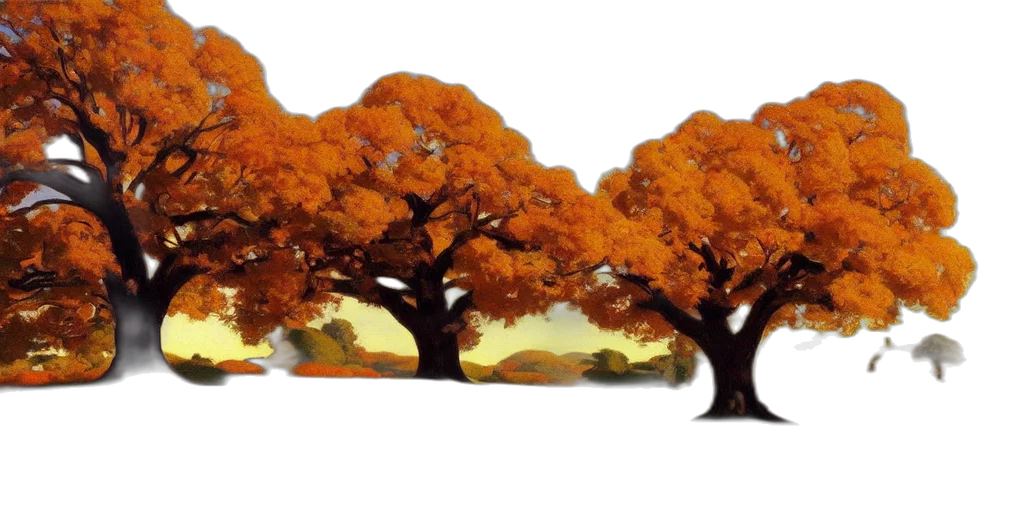 tree, crown, photorealistic, 3d render, concept art, watercolor, forest, sunset transparent PNG cut-out