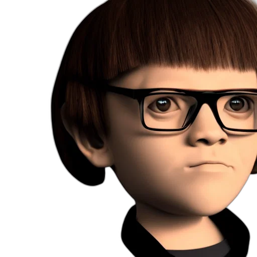 face, hair, 3d render, cartoon transparent PNG cut-out